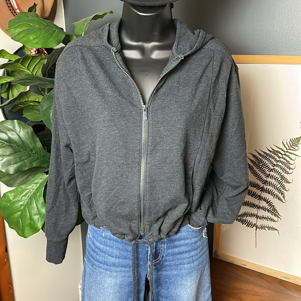 All in Motion Gray Zip-Up Hoodie Bottom Drawstring - Picture 2 of 4